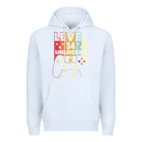 White level 34 unlocked shirt video gamer 34th birthday gifts tee t shirt Premium Hoodie - longCreatives