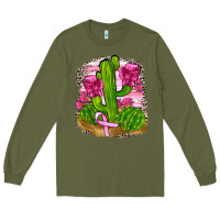 Army Green breast cancer cactus Long Sleeve Tee - FaDigitalArtStudio