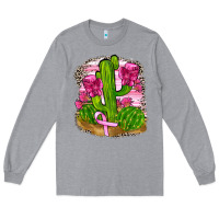 Heather Grey breast cancer cactus Long Sleeve Tee - FaDigitalArtStudio