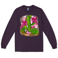 Plum breast cancer cactus Long Sleeve Tee - FaDigitalArtStudio