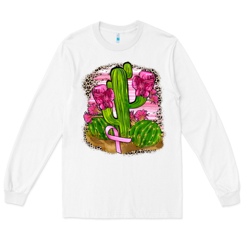 Breast Cancer Cactus Long Sleeve Tee by FaDigitalArtStudio | Teevron