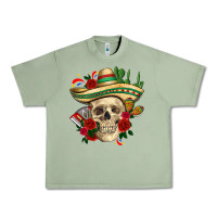 Oil Green Di de los muertos with roses Mexico Urban Heavy Tee - HowdyJamesFarm