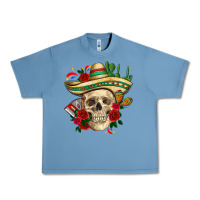 Pebble Blue Di de los muertos with roses Mexico Urban Heavy Tee - HowdyJamesFarm