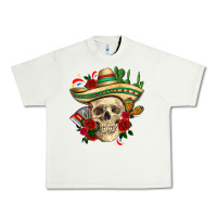 Pistachio Di de los muertos with roses Mexico Urban Heavy Tee - HowdyJamesFarm