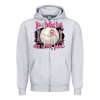 Heather Grey in october we wear pink volleyball Zipper Hoodie - BarkalooDesign