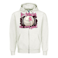Oatmeal Heather in october we wear pink volleyball Zipper Hoodie - BarkalooDesign