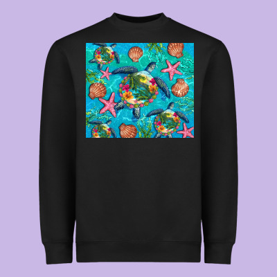 Turtle Summer Seashells Starfish Seaweed Heavyweight Sweatshirt Designed By Artiststas