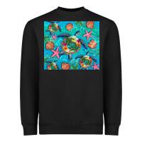 Black Turtle summer seashells starfish seaweed Heavyweight Sweatshirt - Artiststas