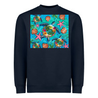 Navy Turtle summer seashells starfish seaweed Heavyweight Sweatshirt - Artiststas