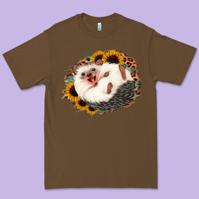 Happy Hedgehog Sunflower Leopard Premium Tee Designed By Jasminsmagicworld