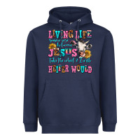 Navy living life somewhere between jesus take the wheel Heavyweight Hoodie - AdoDesignShop