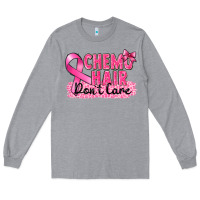 Heather Grey Breast Cancer Chemo hair don't care Long Sleeve Tee - FaDigitalArtStudio