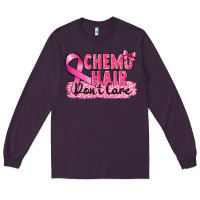 Plum Breast Cancer Chemo hair don't care Long Sleeve Tee - FaDigitalArtStudio