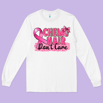 Breast Cancer Chemo Hair Don't Care Long Sleeve Tee Designed By Fadigitalartstudio
