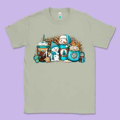 Winter Snowman Coffee Cups Classic Tee Designed By Jasminsmagicworld
