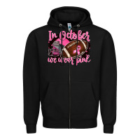 Black in october we wear pink with football Zipper Hoodie - BarkalooDesign