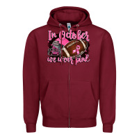 Burgundy in october we wear pink with football Zipper Hoodie - BarkalooDesign