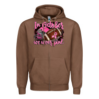 Chestnut in october we wear pink with football Zipper Hoodie - BarkalooDesign