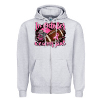 Heather Grey in october we wear pink with football Zipper Hoodie - BarkalooDesign