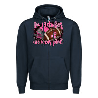 Navy in october we wear pink with football Zipper Hoodie - BarkalooDesign