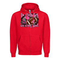 Red in october we wear pink with football Zipper Hoodie - BarkalooDesign