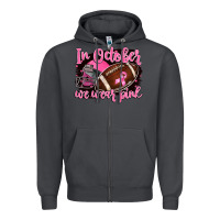 Smoke in october we wear pink with football Zipper Hoodie - BarkalooDesign