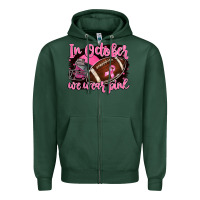 Sports Green in october we wear pink with football Zipper Hoodie - BarkalooDesign