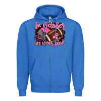 True Royal in october we wear pink with football Zipper Hoodie - BarkalooDesign