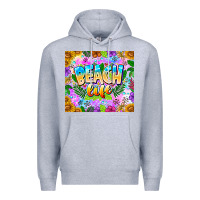 Heather Grey Beach Life Premium Hoodie - CowhideDigitalArt