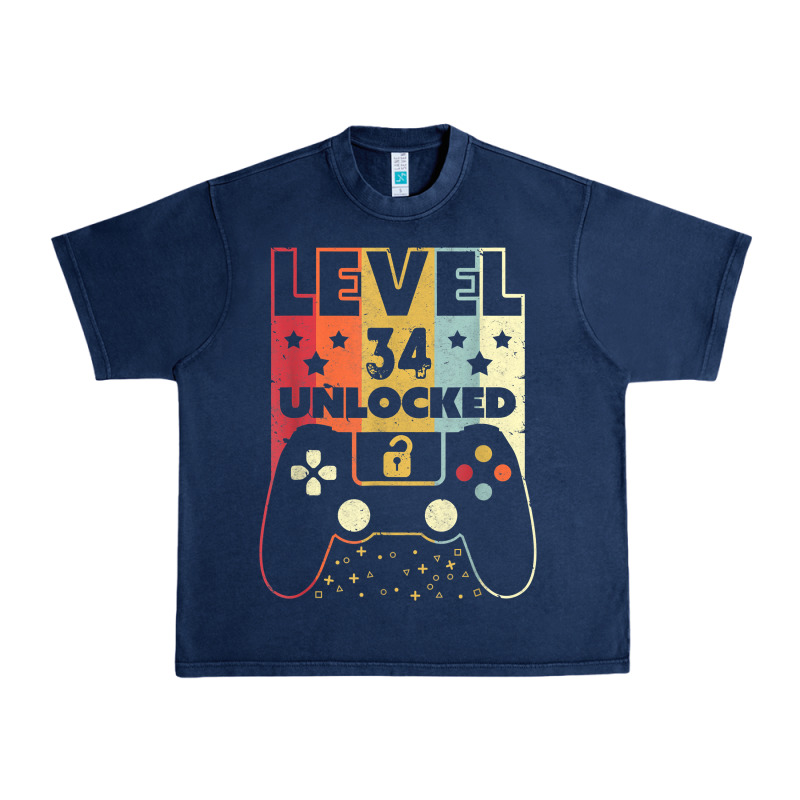 Level 34 Unlocked Shirt Video Gamer 34th Birthday Gifts Tee T Shirt Urban Heavy Tee by longCreatives | Teevron