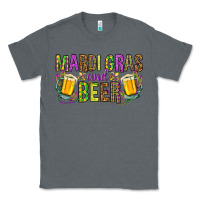 Charcoal Heather Mardi Gras and beer Classic Tee - HowdyJamesFarm