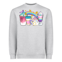 Heather Grey Unicorn Coffee Cups Heavyweight Sweatshirt - Artiststas