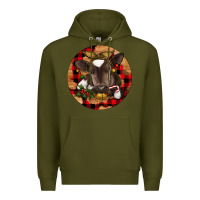 Army Green Christmas Baby Cow Premium Hoodie - RanaPortraitStore