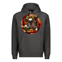 Charcoal Heather Christmas Baby Cow Premium Hoodie - RanaPortraitStore