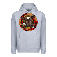 Heather Grey Christmas Baby Cow Premium Hoodie - RanaPortraitStore