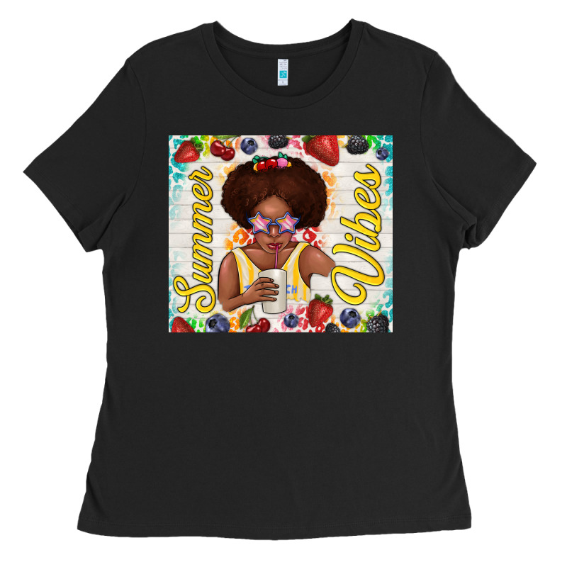 Summer Vibes Afro Kid Ladies Tee by TumblerDesignByShophia | Teevron