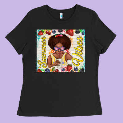 Summer Vibes Afro Kid Ladies Tee Designed By Tumblerdesignbyshophia