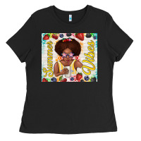 Black summer vibes afro kid Ladies Tee - TumblerDesignByShophia