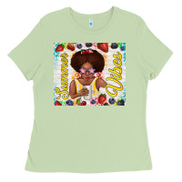 Matcha summer vibes afro kid Ladies Tee - TumblerDesignByShophia