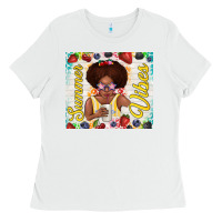White summer vibes afro kid Ladies Tee - TumblerDesignByShophia