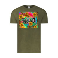 Vintage Olive Mom rainbow sunflower Vintage Tee - CowGirlArtShop