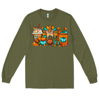 Army Green Thanksgiving Coffee Cups Long Sleeve Tee - FaDigitalArtStudio