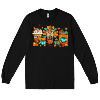 Black Thanksgiving Coffee Cups Long Sleeve Tee - FaDigitalArtStudio