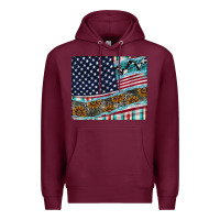 Burgundy American Flag Mouse Pad Premium Hoodie - CowhideDigitalArt
