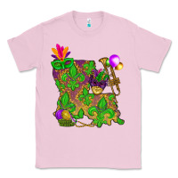 Bubblegum Pink Louisiana Map Mardi Gras Classic Tee - HowdyJamesFarm