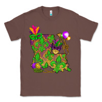 Chestnut Louisiana Map Mardi Gras Classic Tee - HowdyJamesFarm