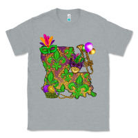 Heather Grey Louisiana Map Mardi Gras Classic Tee - HowdyJamesFarm
