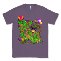 Lavender Louisiana Map Mardi Gras Classic Tee - HowdyJamesFarm