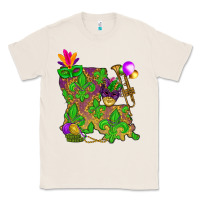 Natural Louisiana Map Mardi Gras Classic Tee - HowdyJamesFarm