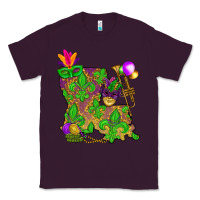 Plum Louisiana Map Mardi Gras Classic Tee - HowdyJamesFarm